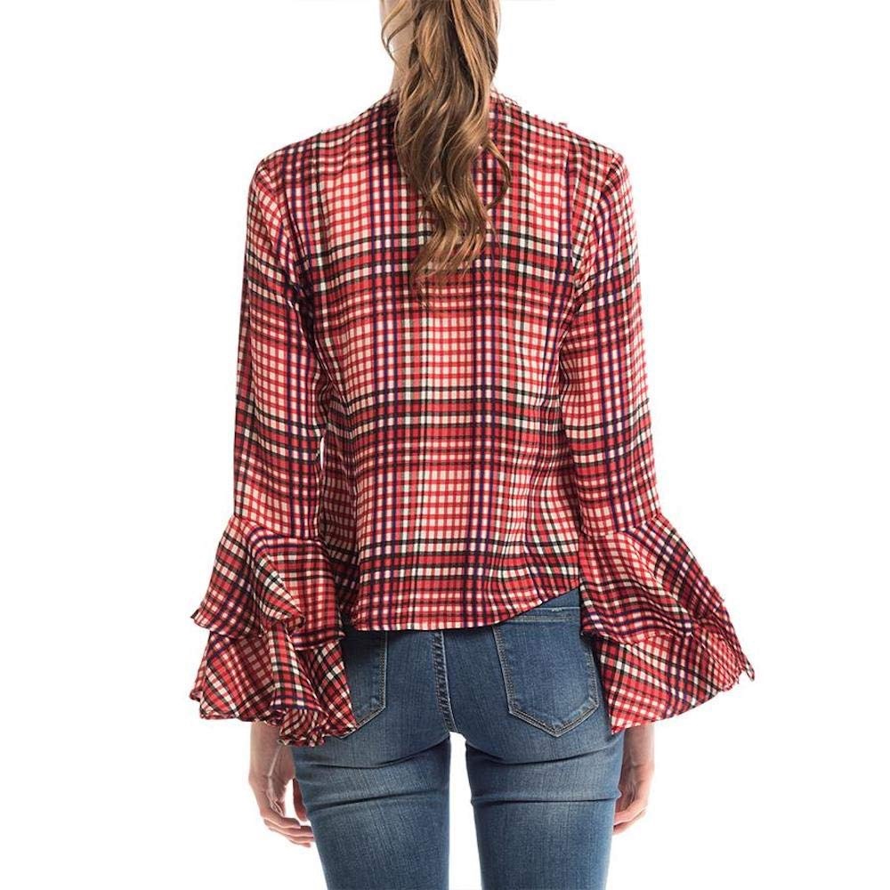 Gracia Check Ruffle Down Blouse - Picture 3 of 4